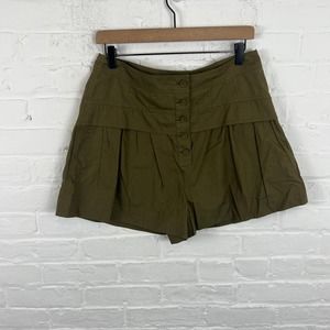 Ulla Johnson Women's  Beech Cotton Poplin Marleigh A-Line Shorts Green Size 8